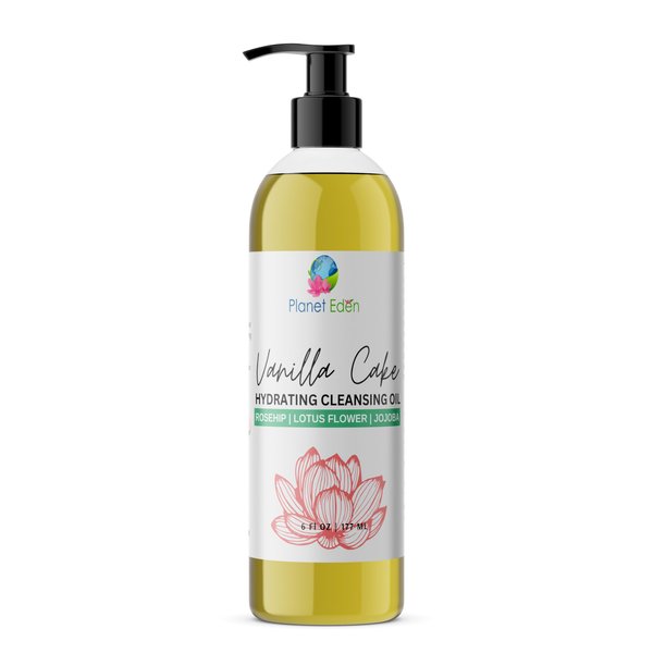 Planet Eden Vanilla Cake Hydrating Cleansing Oil - Natural Hydration - Gentle Oil Based Cleanser with MCT, Jojoba, Rosehip and Vanilla Oil - Does not strip or dry out skin - Leaves Skin Ultra Soft -