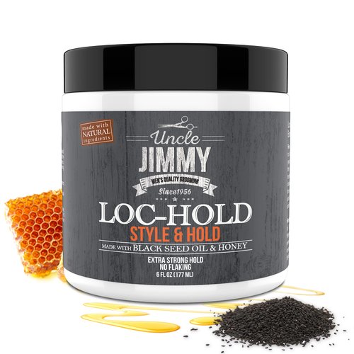 Uncle Jimmy Loc Hold Premium Hair Styling Pomade/Hair Wax - Medium to Strong Hold Clear Thick Formula Palmade 6 Fl Oz