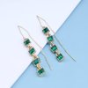 Sttiafay Vintage Emerald Crystal Threader Earrings Green Gem Drop Earrings Emerald Cz Square Earrings Gold Long Emerald Chain Earrings Jewelry for Women
