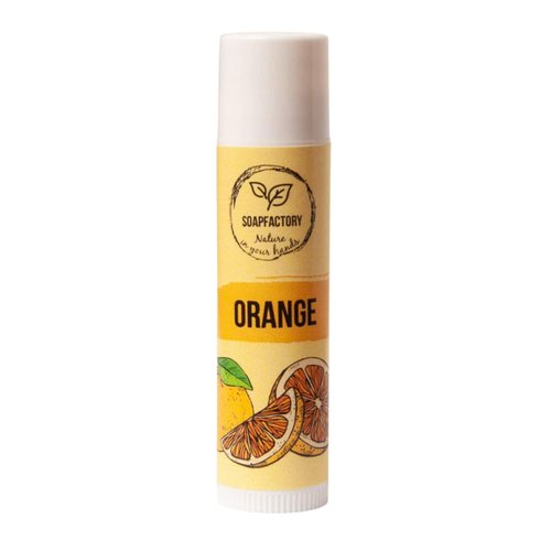 SoapFactory Natural Orange Lip Balm for Dry cracked Lips, Vegan, Organic Certified, Lip Care with Carnauba Wax for Women and Men, 0.17 Ounce