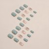 24 Pcs Press on Nails Short Square Fake Nails Elegant Lake Green False Nail Tips with Leaf Designs Glossy Nude Acrylic Nails Full Cover Glue on Nails Short Artificial Stick on Nails for Women