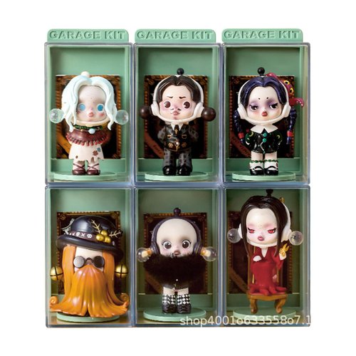 Figures Display Box, Clear Figures Display Case with ID Card Slot, Stackable Doll Display Stand for Pop Mart Lego Collectibles Action Figures (Green)