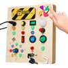 MTTIERY Montessori Busy Board for 1 2 3 Toddlers with LED Light Up Switch Boys Girls Birthday Gifts Preschool Learning Activities Wooden Toys Sensory Toys for 1-5 Year Olds