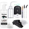 Shmian Lash Shampoo for Lash Extensions, Lash Fan with 50ml Eyelash Foam Cleanser and 50 Pcs Eyelash Brush and Rinse Bottle Oil Free/Sulfate Free Eyelash Wash Remover For Eyelash Extension Wash, Black