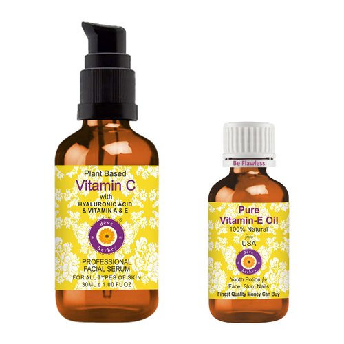 Deve Herbes Plant Based Vitamin C Face Serum with Hyaluronic Acid &amp; Vitamin A &amp; E for Personal Ca...