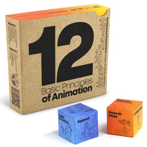 Flipboku - Flip Book Kit for Learning Animation - 2 Coloring Flipbooks - The 12 Basic Principles of Animation - Educational Toys - with DIY Paper Cubes Game - 12 Augmented Reality Videos - Craft Kit