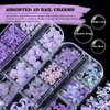 Kikonoke 2 Boxes 3D Flower Nail Charms Butterfly Bow Snake Rabbit Bear Shaped Nail Art Rhinestones Gems for DIY Nail Art Decoration Making Craft (Purple)