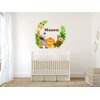 Jungle Animals Custom Name Wall Decal - Baby Safari Animals Series Theme Wall Art Decal - Wall Decal for Nursery Bedroom playroom Decoration (Wide 15"x13" Height)