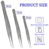 Bonsicoky 3Pcs Stainless Steel Tweezer Set (8" 10" 12"), Long Tweezers with Precision Serrated Straight Tips, Non-slip Multitool Tweezer for Cooking, Repairing, Medical, Garden