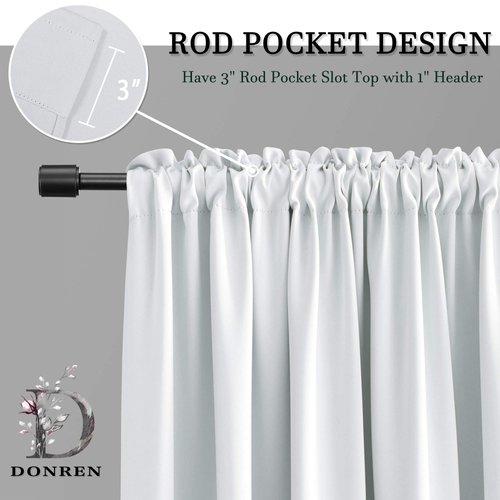DONREN Offwhite Small Window Curtain Panels Room Darkening Curtain Valances Tiers for Bathroom with Rod Pocket (30 x 24 Inch,1 Pair)
