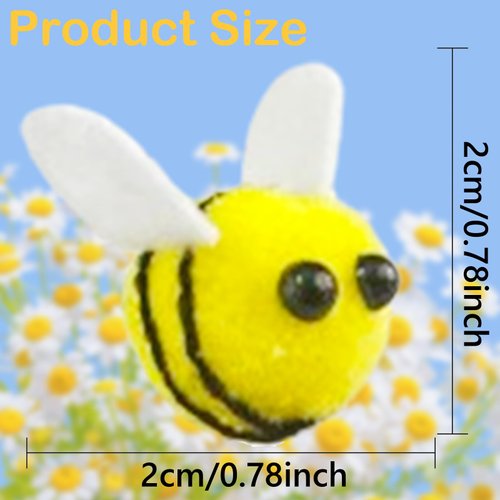Pcmursal 60 PCS Wool Felt Bees Felt for Crafts Mini Bee Plush Decor for Tiered Tray Decoration Party Favors DIY Craft Jewelry Accessory