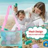 UTTPLL Colorful Mesh Beach Bag Adjustable Kids Quick Dry Net Tote for Seashell Collecting Beach Sand Toy Totes Swimming Accessories for Boys and Girls Green&Pink