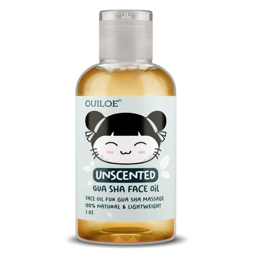 Gua Sha Oil with Tool - Unscented Face Oil for Gua Sha Massage - Safe for Acne Prone Skin, Doesn't Clog Pores, 100% Natural, Lightweight & Non-Greasy Facial Oil for All Skin Types, 2 oz