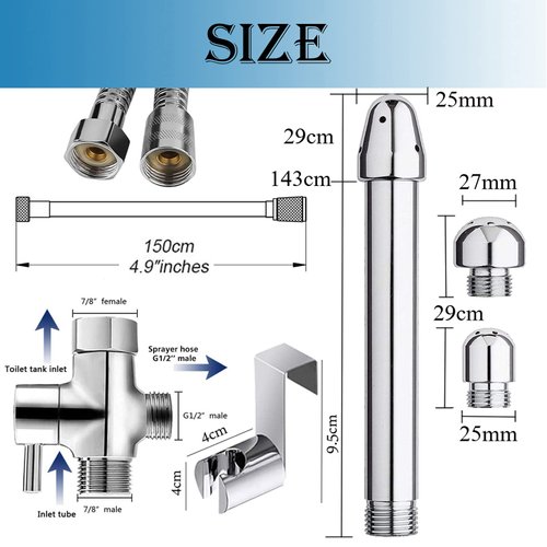 Bathroom Handheld 59 inch 3 Heads Aluminum Enema Shower Cleaner - Douche System Cleaner Shower Enema System