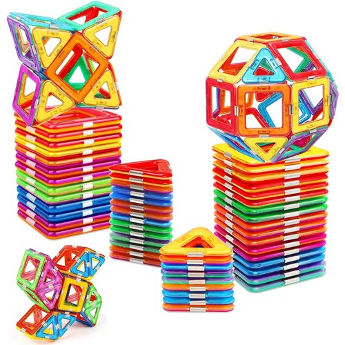 Magnetic Tiles for 3 4 5 6 7 8+ Year Old Boys Girls Upgrade Magnetic Building Blocks Set Educational STEM Toys Christmas Birthday Gift Toys for 3+ Year Old Boys and Girls (40PCS Magnetic tiles)