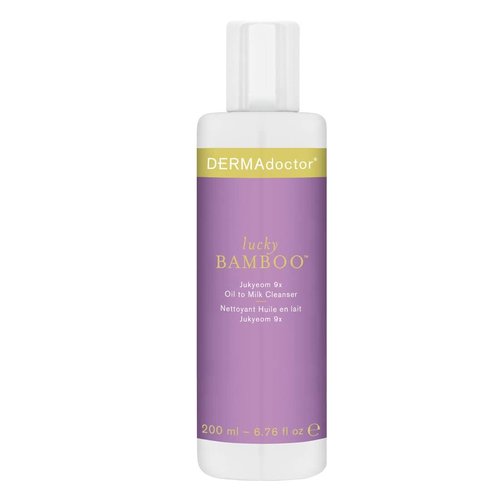 DERMAdoctor Lucky Bamboo Dermatologist Formulated Jukyeom 9x Oil To Milk Hydrating Facial Cleanser and Makeup Remover; Oil Cleanser Korean Skincare Inspired with Jojoba Oil and Vitamin C - 6.76 fl oz