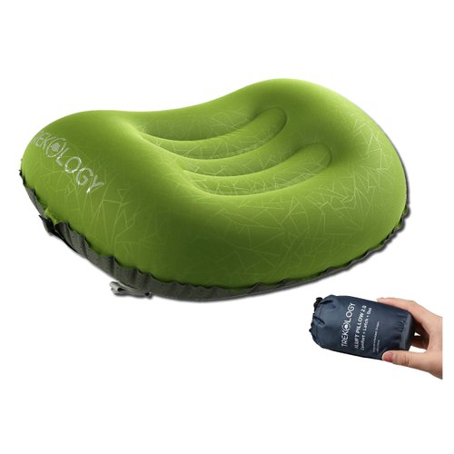TREKOLOGY Ultralight Inflatable Camping Travel Pillow - ALUFT 2.0 Compressible, Compact, Comfortable, Ergonomic Inflating Pillows for Neck & Lumbar Support While Camp, Hiking, Backpacking
