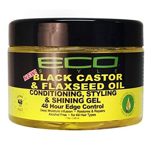 Eco Style Black Castor & Flaxseed Oil Conditioning Styling & Shining Gel 48 Hour Edge Control (Pack of 4)