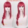Aicos Anime Long Pink Red Cosplay Braids Wigs for Women Long Wigs Cosplay + Free Cap