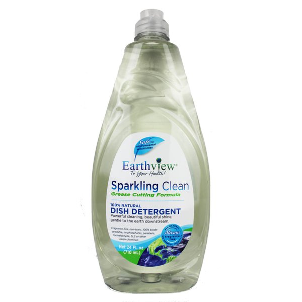 Earthview Fragrance Free, Free & Clear Liquid Dish Soap/ Detergent, 24 Fl Oz | Designed for Environmental Sensitivities | (MCS, EI, MI, Sulfate free, SLS free, Sensitive Skin, Unscented, Free and Clear, Naturally Plant Derived, Eco-Friendly, Hypoallergeni