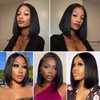 bynlna Lace Front Wigs Human Hair Straight Bob Wig 13x4 HD Transparent Lace Front Wigs for Black Women Brazilian Virgin Hair 180% Density Glueless Wigs Human Hair Pre Plucked with Baby Hair (16 Inch)