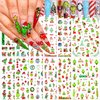 12 Sheets Christmas Nail Art Stickers Xmas Nail Decals 3D Winter Cute Cartoon Santa Claus Santa Elk Snowflake Reindeer Nail Stickers for Christmas Nail Designs Decorations Manicure Tips Charms