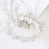 Wedding Flower Bridal Hair Comb Pearl Hair Pieces for Brides Rhinestone Bridal Hair Pins Rose Flower Girl Headpiece Wedding Flower Hair Accessories for Brides YISSION