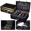 Professional Barber Case, Portable Travel Stylist Tool Box Barber Tool Organizer for Clippers Trimmers Shears Scissors Combs Blades Styling Tools Display Storage (15IN Black)