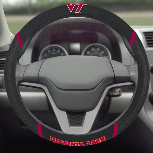 FANMATS 14939 Virginia Tech Hokies Embroidered Steering Wheel Cover Black 15" x 15"