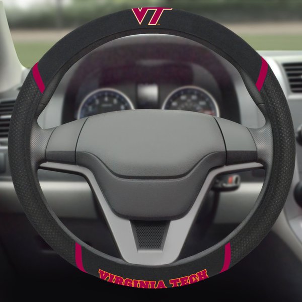 FANMATS 14939 Virginia Tech Hokies Embroidered Steering Wheel Cover Black 15" x 15"