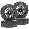 4Pack Vgoohobby OD2.83in 1/10 On Road Rubber Tires w/Nylon Wheel Rims 12mm Hex Compatible with HSP HPI Redcat Tamiya Traxxas 1/10 RC On Road Racing Touring Car (Black)
