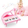 Love&Mini Pink Piano Toys for 1+Years Old Girls First Birthday Gifts Toddler Piano Music Toy Instruments with 24 Keys and Microphone