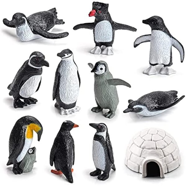 Ai-Fun 11PCS Penguin Igloo Figurine Toys Realistic Ocean Tiny Animal Model Polar Animal Figures Set