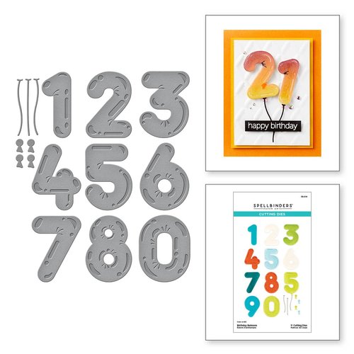 Spellbinders Birthday Balloons Etched Dies, Metal