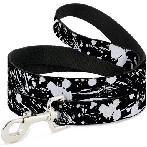 Dog Leash Splatter Black White 4 Feet Long 0.5 Inch Wide