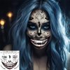 ENYACOS 5 Sheets Halloween Scary Face Tattoos+1 Sheet Fake Scars Stitches Tattoo,Bloody Mouth Tattoo,Halloween Zombie Make Up,Fake Wounds,Halloween Prank Makeup Temporary Tattoo (A)