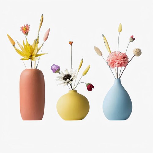 YAOBAOX Small Multi Color Ceramic vase Set 3 Modern and Minimalist Decorative for Home Decor, Office, Modern, Classical, Creative Shelf, Table, Bookshelf, Entryway, Coffee Table Decor