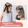 DEEKA Navy Cotton Linen Hair Bows 2 Sizes 5"&3.5" Soft Hair Bow set for Toddler Girls Long Ponytail Knot Bows Alligator Clip Hair Accessories for Little School Girls (Navy)