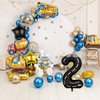 Construction 2nd Birthday Party Decorations, 9pcs Construction Birthday Number Foil Balloon for Construction Trucks 2nd Birthday Construction Theme Party Supplies (2nd)