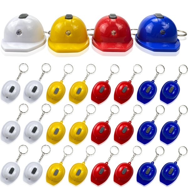 Allparty 24 Pcs Construction Party Favors Keychains Mini LED Flashlight Keychain Under Construction Birthday Party Gifts Trucks Key Ring Goodie Bag Fillers Prize Supplies Baby Shower Decorations