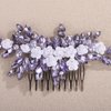 Teyglen Flower Rhinestone Wedding Hair Comb Floral Crystal Hair Piece Purple Crystal Hair Side Comb Flower Bridal Headpiece Hair Accessories for Women (Purple)