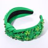 CEALXHENY St. Patrick's Day Headband for Women Green Shamrock Headband Embellished Crystal Rhinestone Knotted Headband St. Patrick's Day Hair Accessories Outfits Irish Holiday Gifts (Shamrock 2)