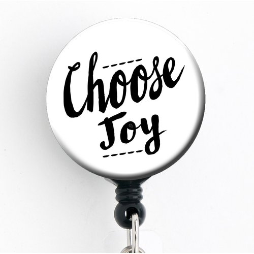 Choose Joy lnspirational - Retractable Badge Reel with Swivel Clip and Extra-Long 34 inch cord - Badge Holder