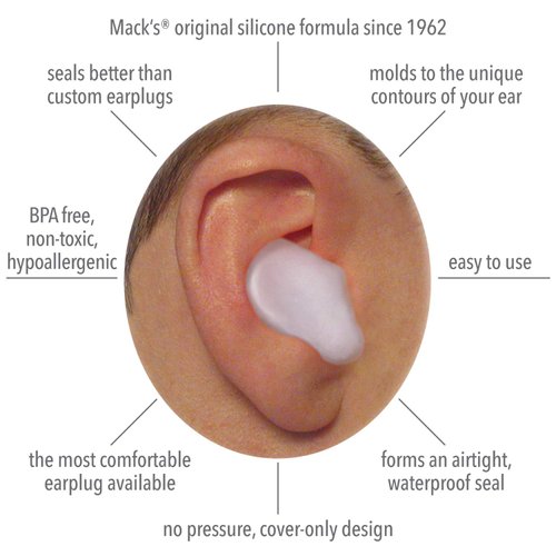 Mack's Pillow Soft Silicone Earplugs, 8 Pair - The Original Moldable Silicone Putty Ear Plugs for Sleeping, Snoring, Swimming, Travel, Concerts and Studying | Made in USA