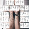 15 Sheets FANRUI Sexy Tiny Branch Black Flower Temporary Tattoos For Women Girl Neck Realistic Floral Bouquet Small Tattoo Temporary Lavender Fake Tattoo Sticker For Adults Face Hands Kit