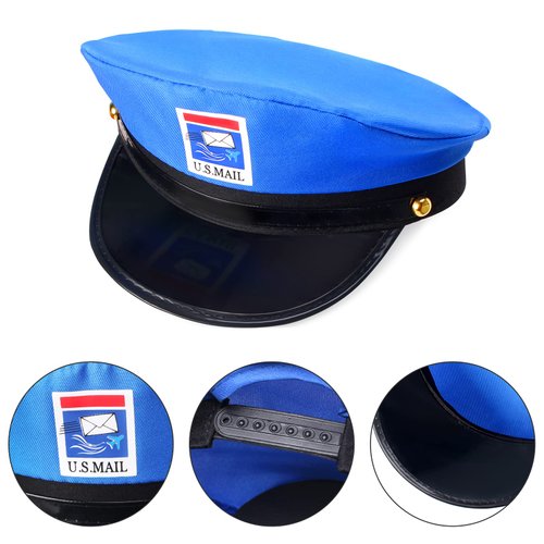 Keymall Kids Mailman Costume With Postman Hat Mail Carrier Vest Clear Stamp Ink Pad For Pretend Play Halloween Postal Costume