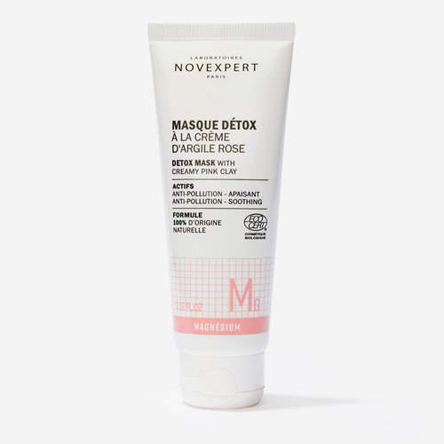 Novexpert Detox Mask With Creamy Pink Clay - Cleanses Facial Pores From Impurities And Excess Oil - Skin Feels Fresh And Oxygenated Instantly - Hypoallergenic - Vegan - All Skin Types - 2.53 Oz