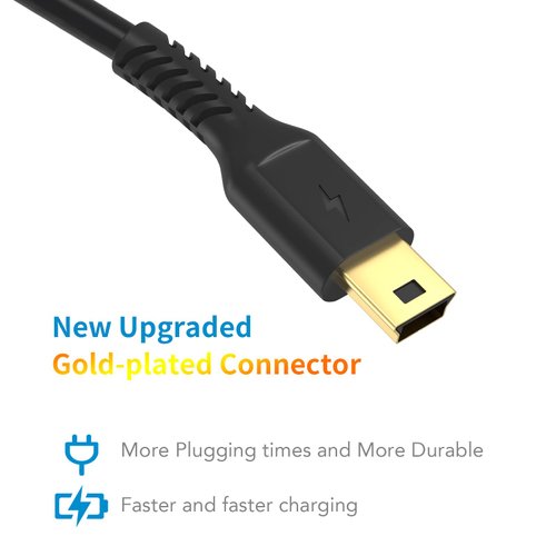 3ft Mini USB Cable, Standard USB 2.0 to Mini B Male Charger Cord Durable USB Mini to USB Charging Cable Compatible with PS3 Controller, MP3 Player, Camera, Dash Cam, Garmin GPS, Hero 3+(Black)