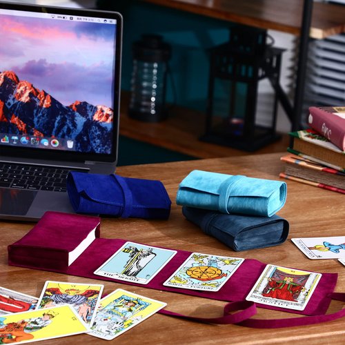 Zhengmy 4 Pieces Tarot Card Holder Tarot Bags Tarot Pouch Tarot Wrap Storage Holder Tarot Spread Cloth for Oracle Decks