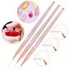 FULINJOY 3 Pcs Rose Gold Nail Art Liner Brushes Set, UV Gel Acrylic Application Nail Pens Nail Art Designs Tools(7mm/9mm/11mm)